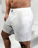 Henly Embossed Shorts 6"- White