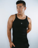 Flynn Ribbed Tank -Onyx - ENAMELLED CREST