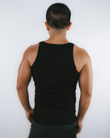 Flynn Ribbed Tank -Onyx - ENAMELLED CREST