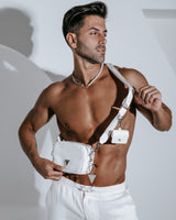 Crossbody Bag & Earphone Case - White