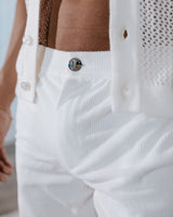 Dion Corduroy Shorts 6"- White