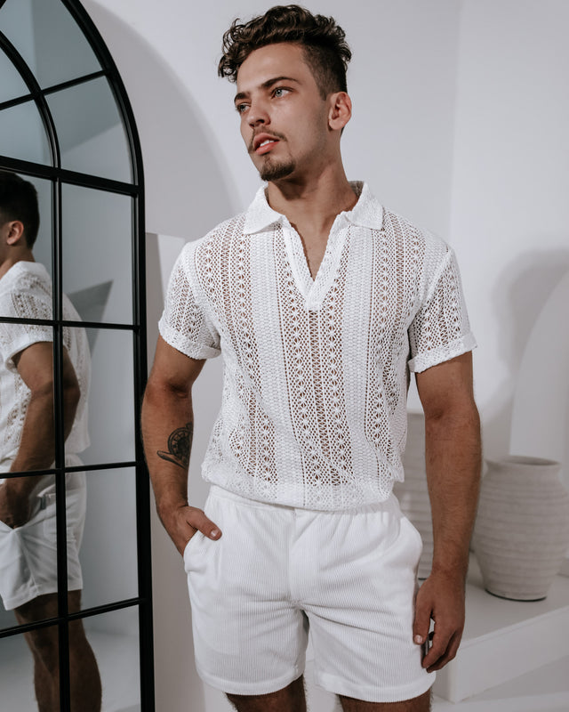 Voyadé 100% Cotton Lace Shirt - White