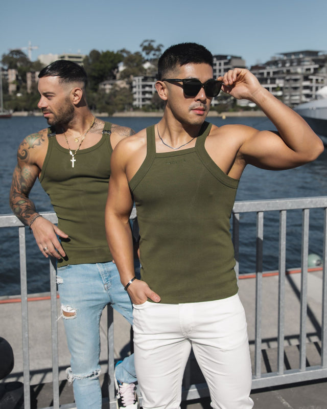 Baxter Ribbed Tank - Army Green