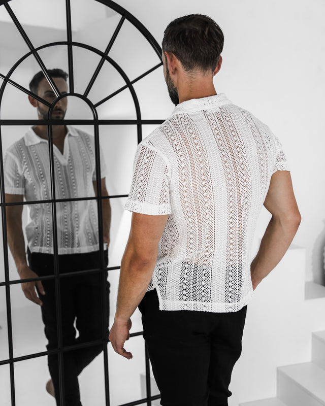 Voyadé 100% Cotton Lace Shirt - White