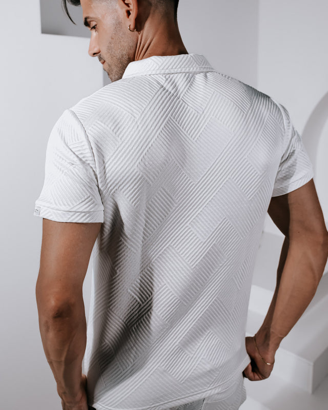 Henly Embossed Polo Shirt - White