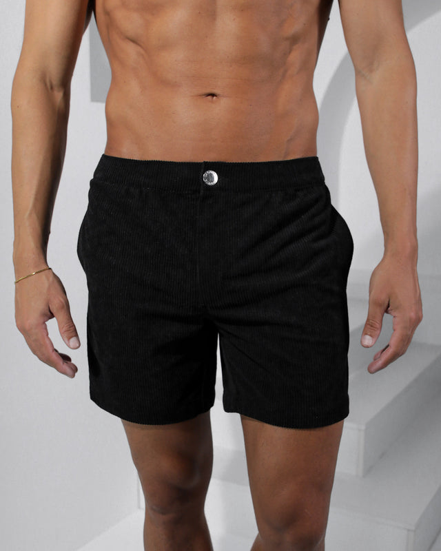 Dion Corduroy Shorts 6"- Black
