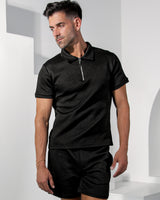 Henly Embossed Polo Shirt - Black