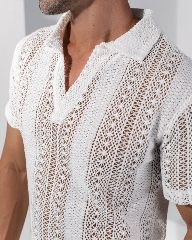 Voyadé 100% Cotton Lace Shirt - White