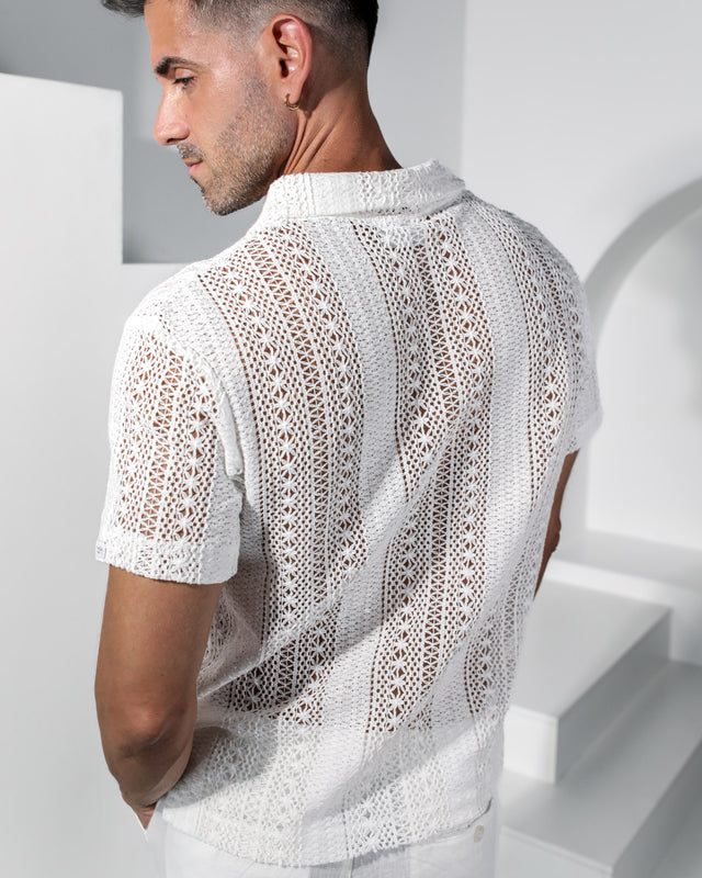 Voyadé Cotton Lace Shirt - White